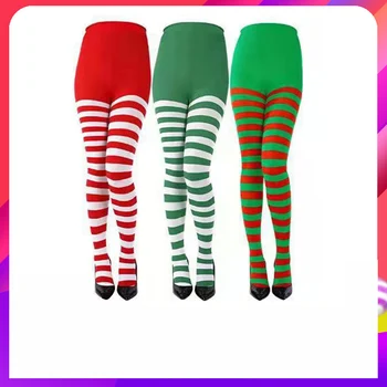 

AECU 1PC Sexy Women Pantyhose Party Costume Props Striped Pantyhose Halloween Christmas Tights Stockings Women's Leggings