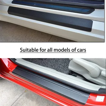 

For Audi A3 A4 A5 A6 B6 B7 C6 Q5 8P 4PCS 3D Carbon Fiber Dustproof Car Door Stickers Auto Parts Decorate Car Threshold Stickers