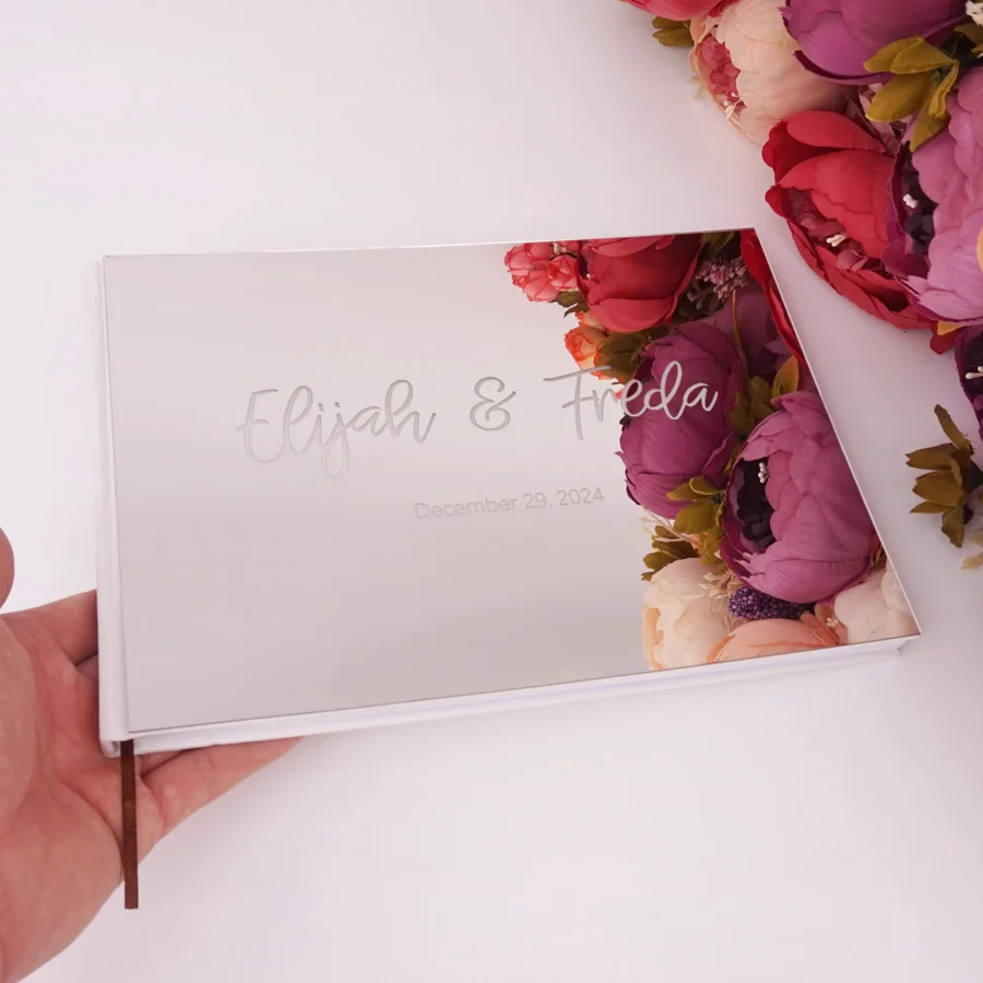 25*18 CM Personalized Guest Book Gold Silver Rose Gold Guestbook Wedding Journal Custom Names and Date Birthday Album wedding guest book