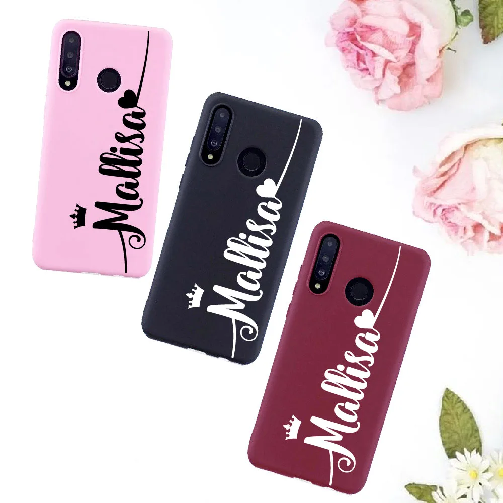 Classy Queen Heart Personalized Customize Name Silicone Candy Phone Case For Huawei Honor Mate 10 20 Nova P20 P30 P40 P Smart | Мобильные