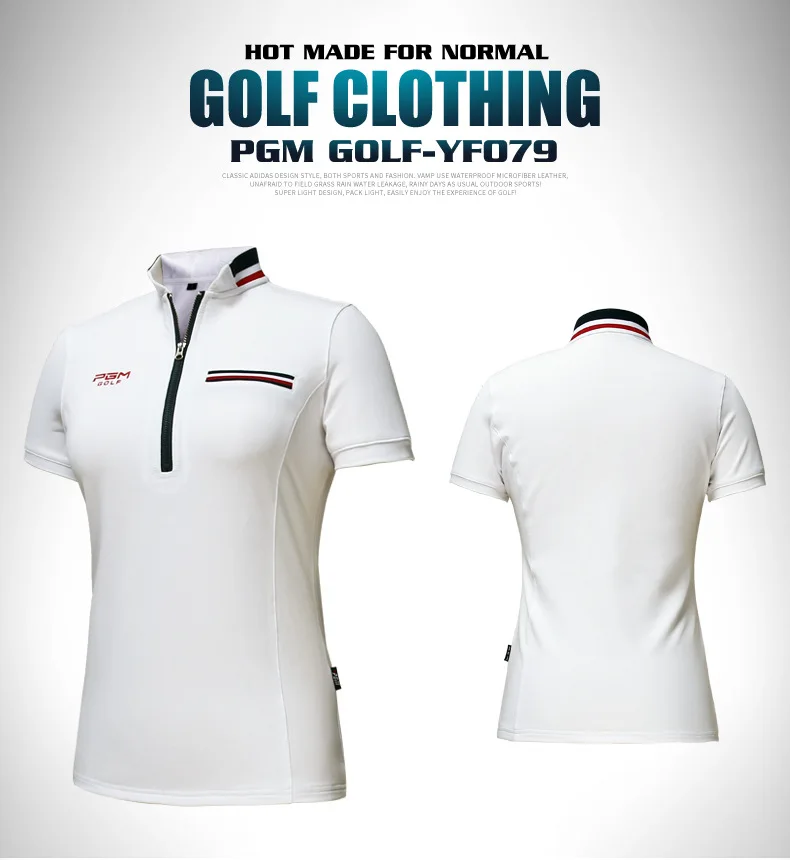 PGM Женская футболка для гольфа, блузка с коротким рукавом, платье для гольфа, Женская Однотонная футболка с коротким рукавом - Цвет: white