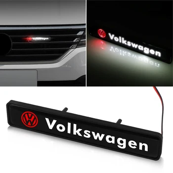 

1pcs ABS Chrome Front Hood Grille Emblem Badge LED Decorative lights For Volkswagens R Golf 5 6 MK7 Tiguan Car Styling