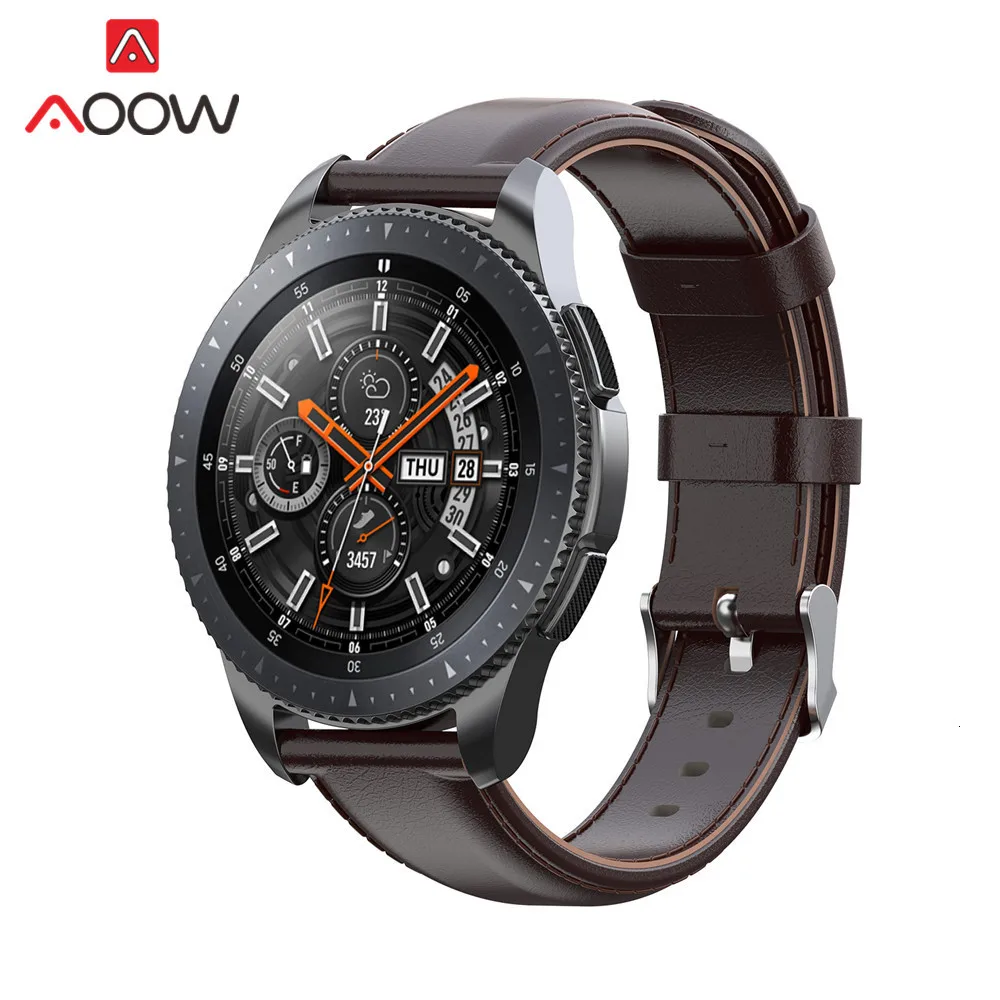 20 мм 22 мм ремешок из натуральной кожи для samsung Galaxy Watch 42 мм 46 мм Active gear Sport S3 S2 быстросъемный браслет ремешок