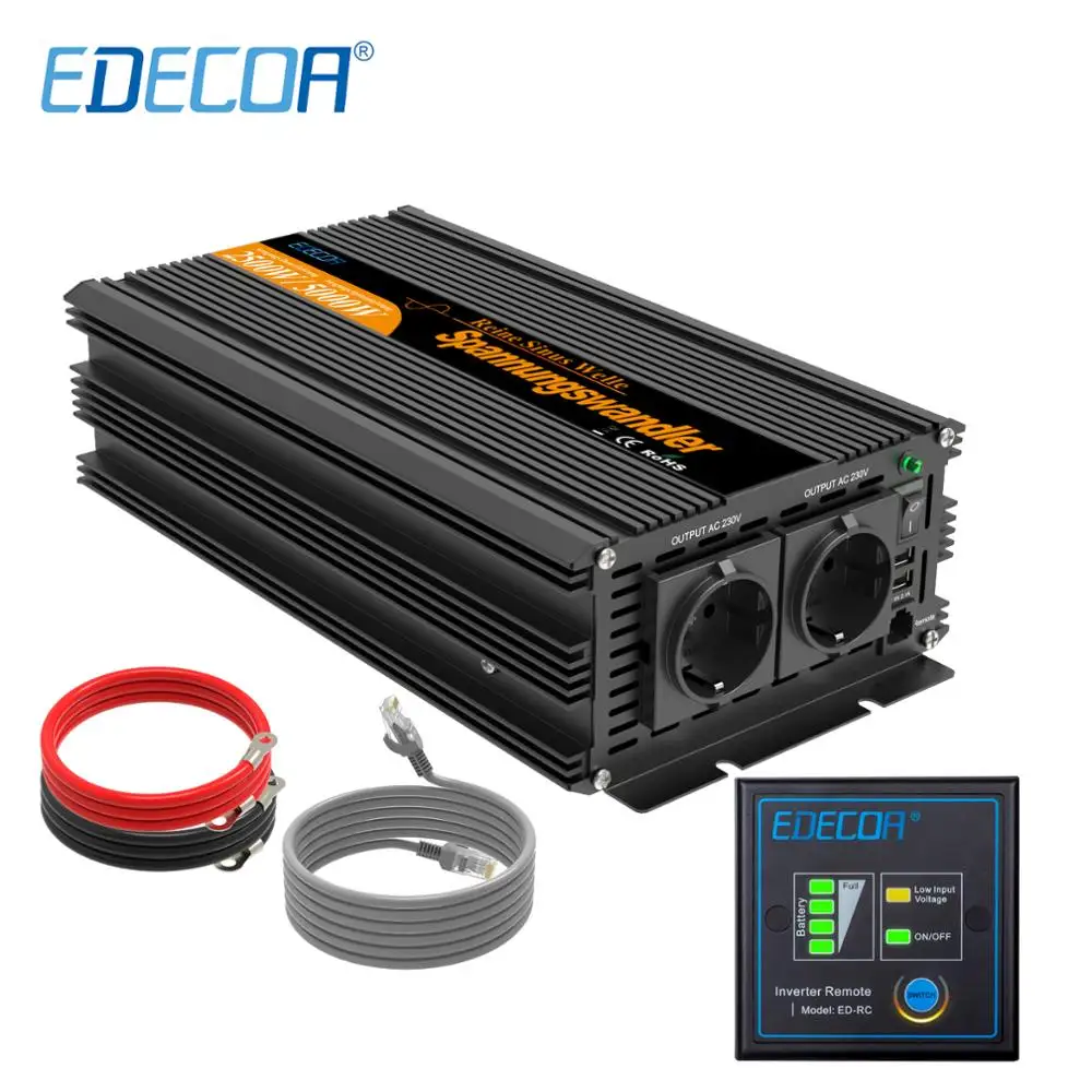 EDECOA 2500 вт 5000 пиковый постоянный ток 24 в переменный 220 230 солнечный инвертор с