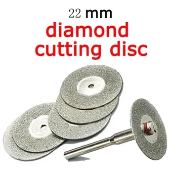 Cuchillas de corte de diamante de esmeril, brocas de corte de diamante de 22mm + 1 Mandril para Dremel, 5 uds. 1