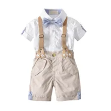 Летние комплекты одежды для маленьких мальчиков из 2 предметов, футболка+ шорты, штаны, мужской комбинезон, комплект