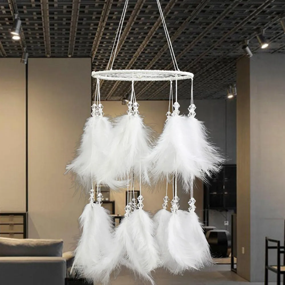 New white fluffy lantern dream catcher feather jewelry pendant wedding jewelry hanging wall decoration