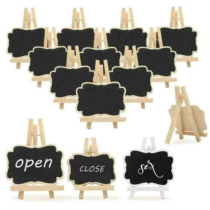 12Pcs Mini Wooden Chalkboard Blackboard Message Table Number Wedding Party Decor 