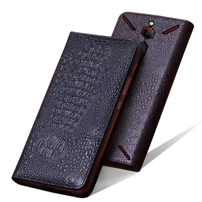 Чехол-книжка из натуральной кожи для ZTE Nubia Red Magic Mars Магнитный чехол кожаный