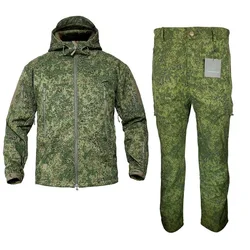 New Russion Camouflage Tactical Military Uniform Outdoor Winter Working Clothing Fleece Warm Jacket and Pants Softshell Coat