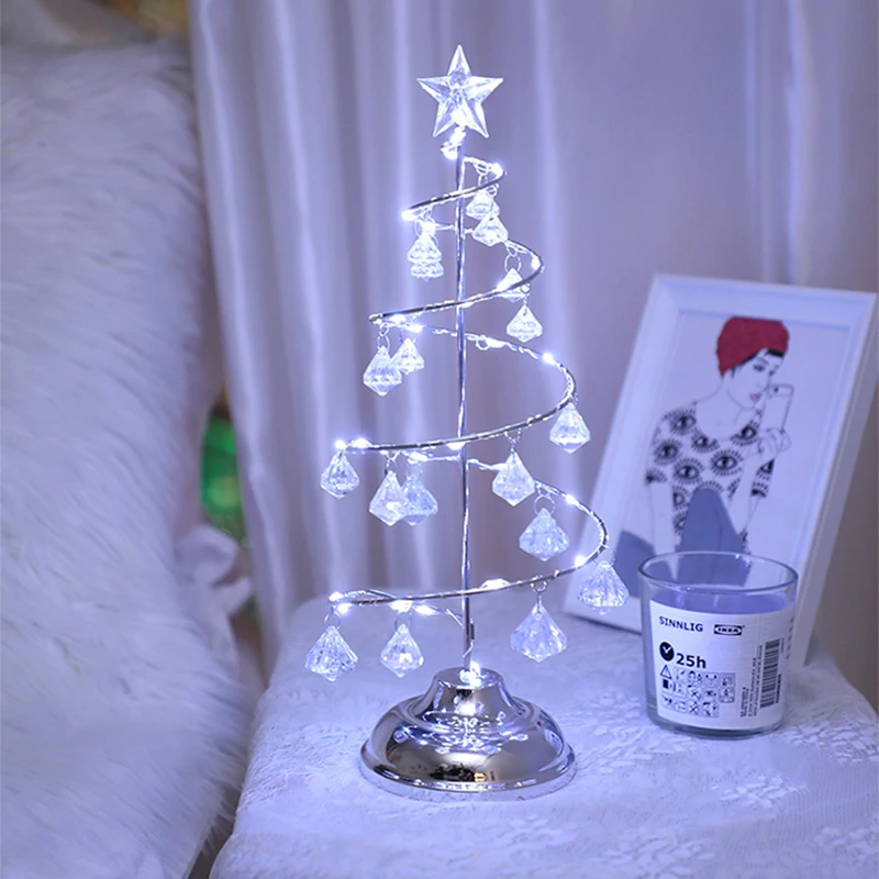 Christmas LED crystal LED crystal tree design night lamp desktop decorative table lamp bed headlights Decoration New Year lights