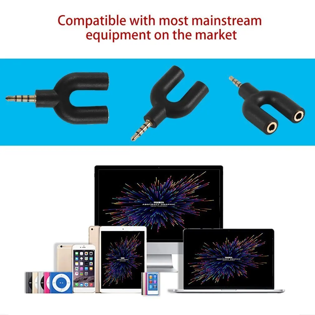 3.5mm Jack Adapter Mini Connector for Audio Microphone Headset Male to Double Female Connect For Laptop Mobile Phone