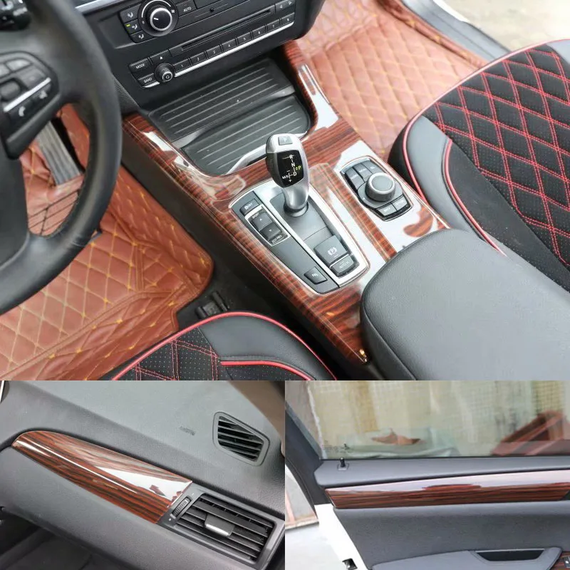 

6Pcs ABS Car Interior Wood Grain Color Cover Stickers Trim Panel Overlay Frame Kit Fit For BMW X3 X4 2011-2016 Car Accessories