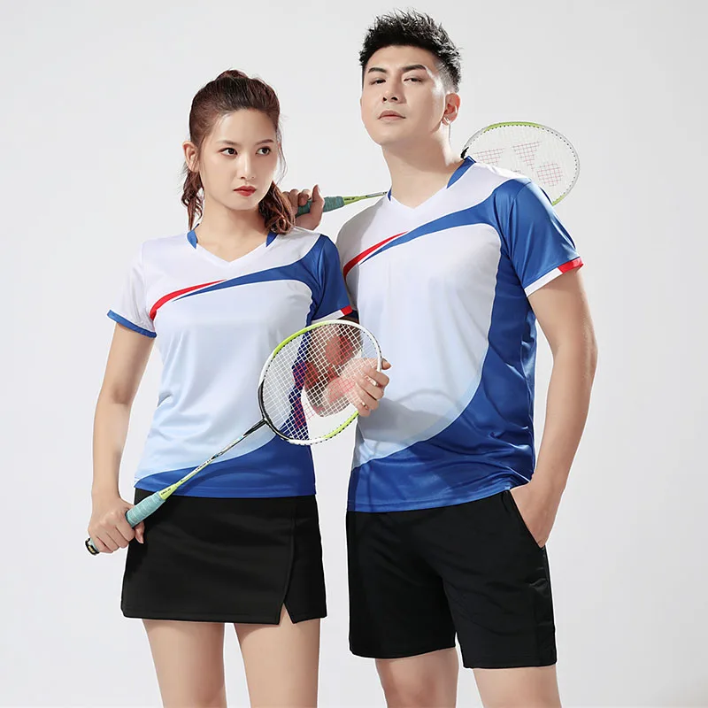 2021 New Male Female Quick Dry Breathable Badminton Shirt Women Men Table Tennis volleyball Team Game Running Training