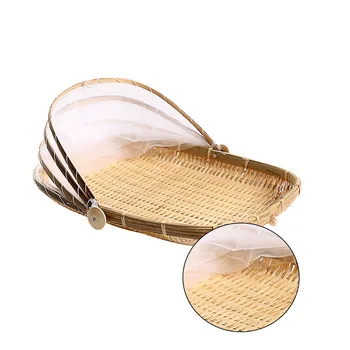 

Anti-insect Dustproof Basket Fruit Vegetable Tray Mesh Drying Dustpan Handmade Bamboo Food Storage Basket