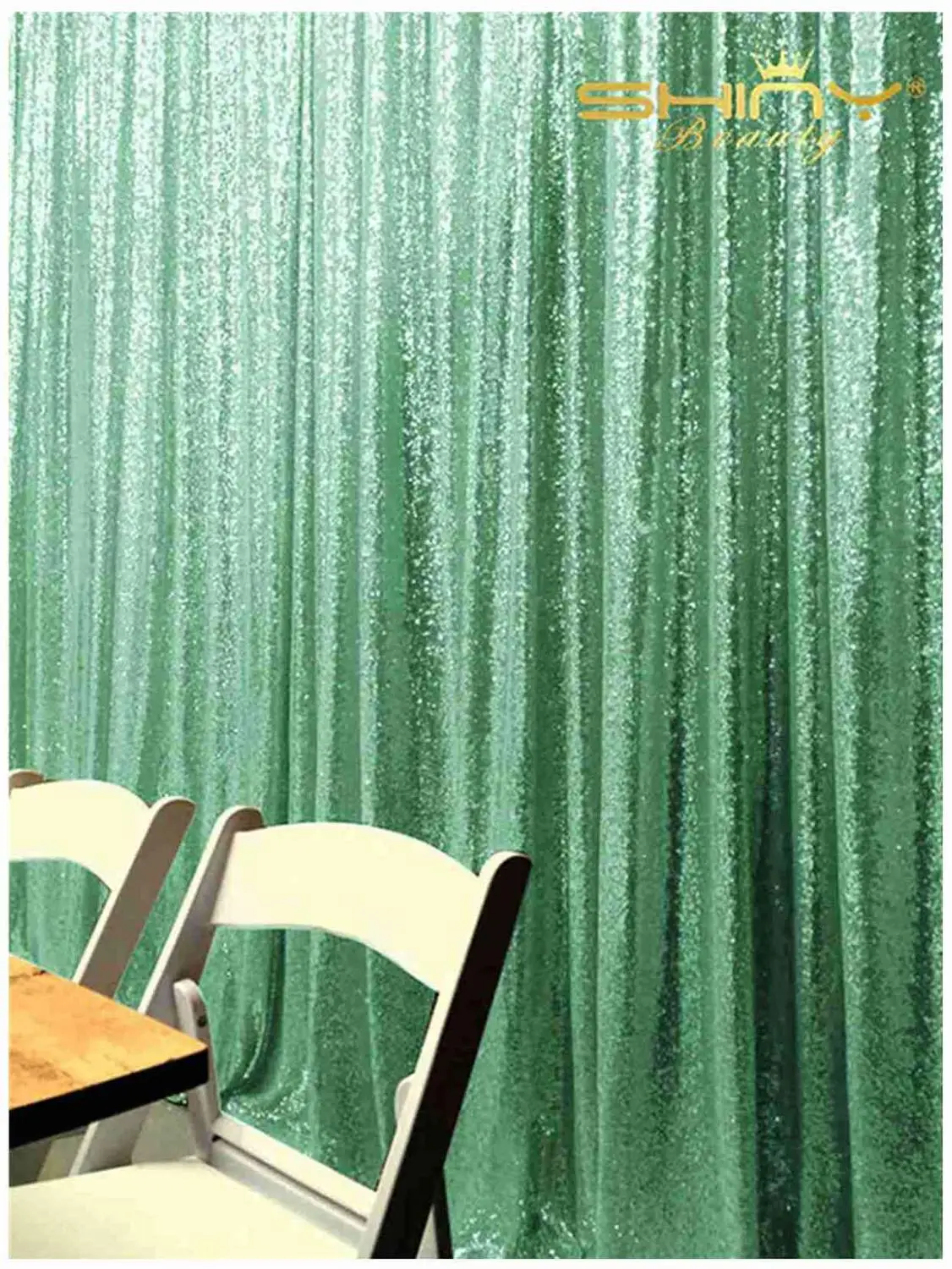 

Shinybauty 2FTX8FT 2 Panels Light Green Fabric Backdrop Drapes Backdrop Christmas Party Decoration Curtain-M190820