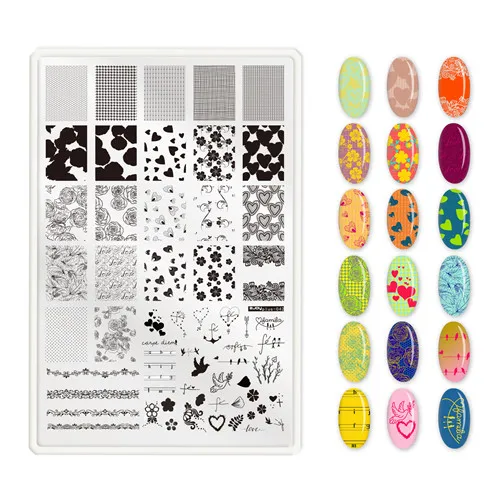 Big Size 9.5*14.5cm Nail Stamping Plates Flower/geometric shaped nail art template for DIY nail art decoration plate tools PLUS42