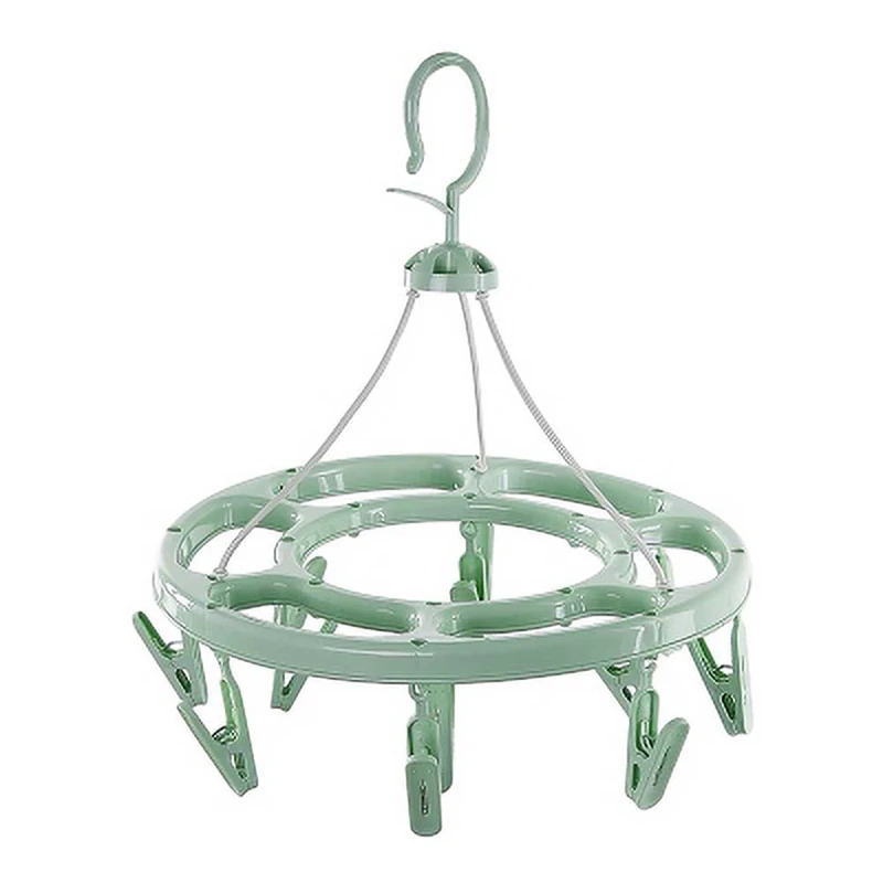 Household Multi-functional Plastic Underwear Drying Rack Round Socks Clip Windproof 24 Clips Drying Rack Hangers Clothespin