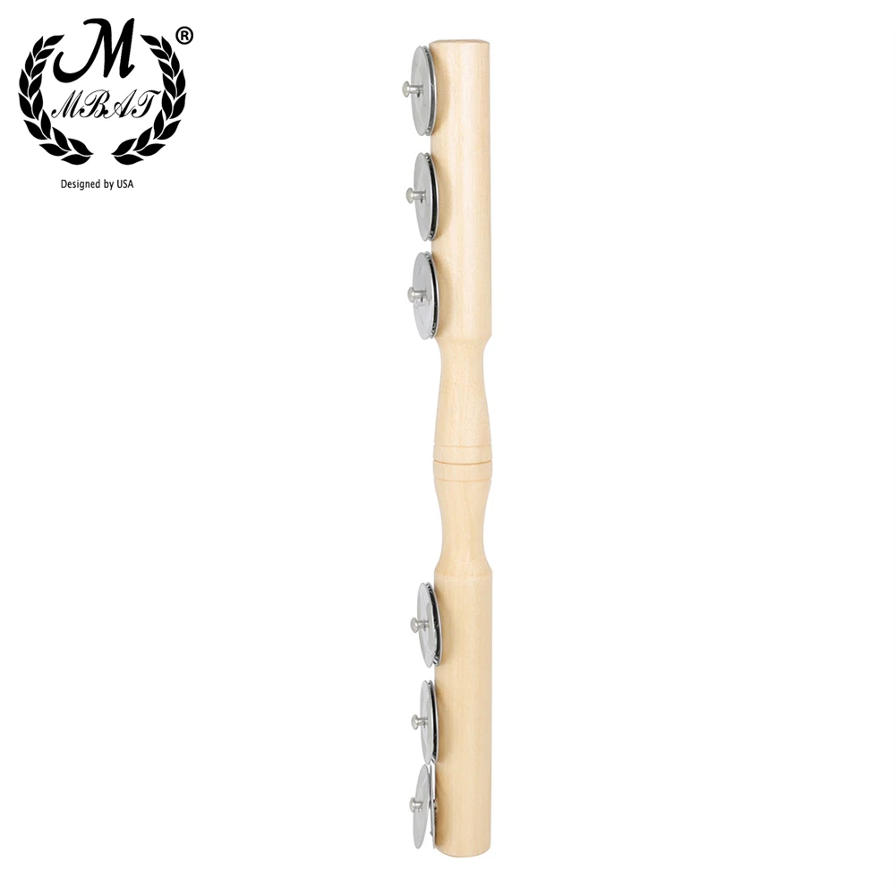 M MBAT Hand Bell Portable Percussion Instrument for Music Enthusiast Baby Wooden Rattle Kids Educational toys Six Bell Cymbals