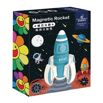 

SmartBuilders Children's netic Diy Assembling Building Blocks Rocket Building Blocks Boy Toy Cyan-Blue