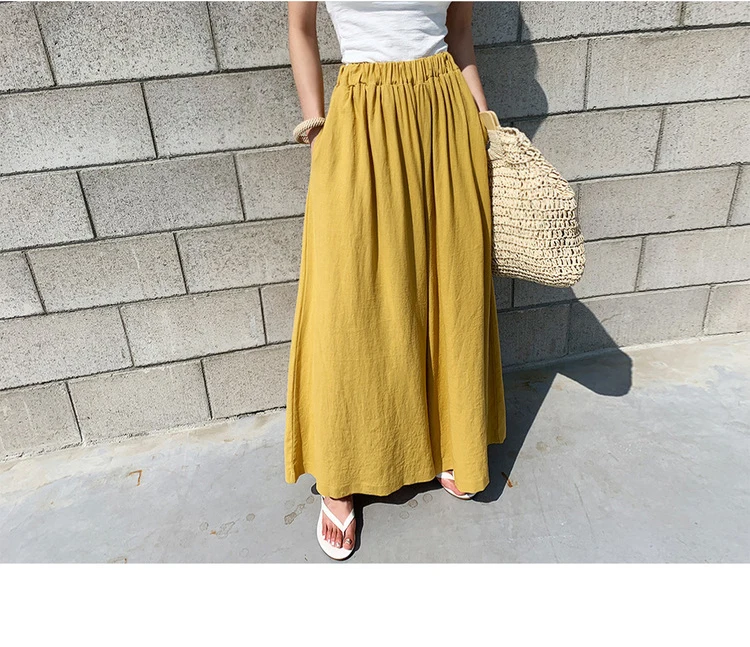 black cargo pants Fashion Summer Linen Wide Leg Pants For Women 2021 Casual Elastic High Waist Long Trousers Female Solid Larg Size Pants womens clothing