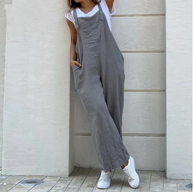 Mount Bank piloot gordijn Jarretel Effen Lange Vrouwen Jumpsuit Casual Hoge Taille Katoen Vrouwen  Jumpsuits Pocket Straight Button Jumpsuits Losse 3XL|Broek & capris| -  AliExpress