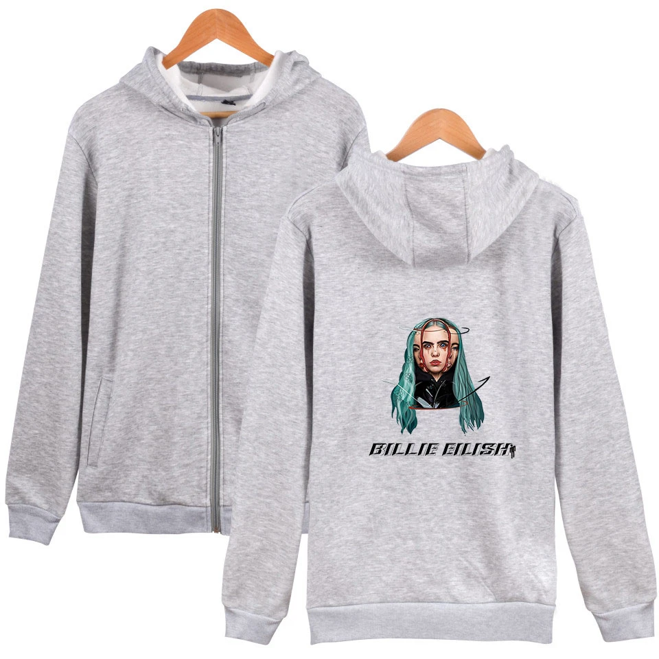 Хип хоп Billie Eilish пальто на молнии Толстовка мужская Kpop певцы Куртка Пуловер Harajuku Повседневная Аниме Толстовка Осенняя уличная одежда