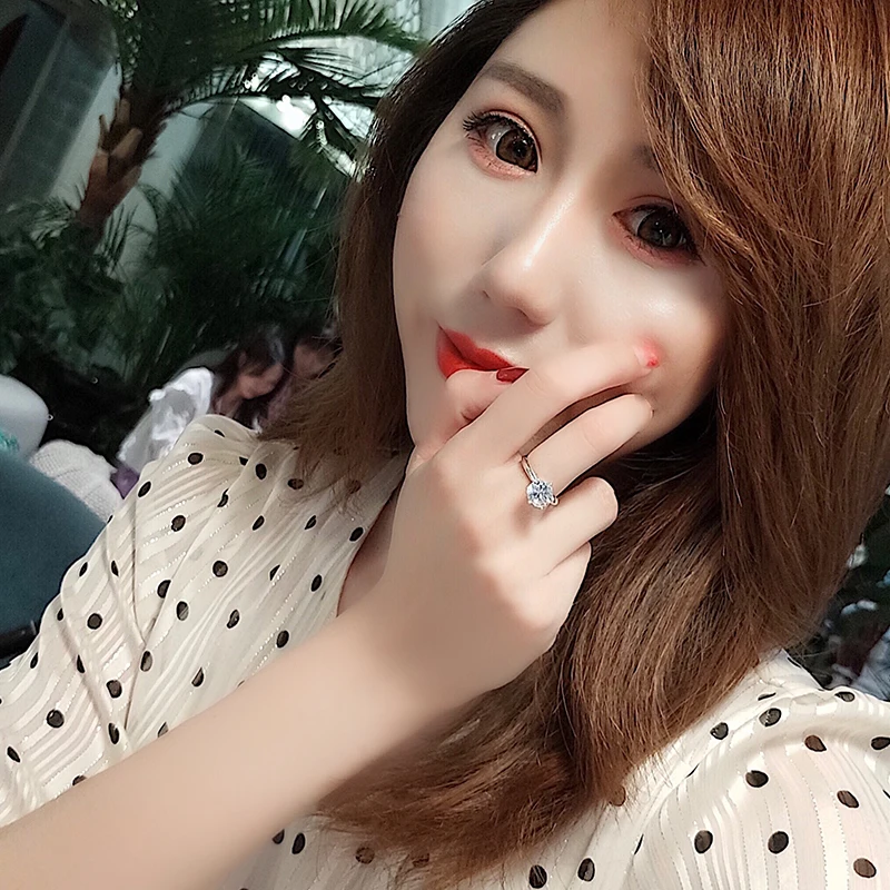 

Stylish sterling silver double exhibition 6 claw 1 carat cubic zirconia wedding/engagement ring for female ring size 6 7 8