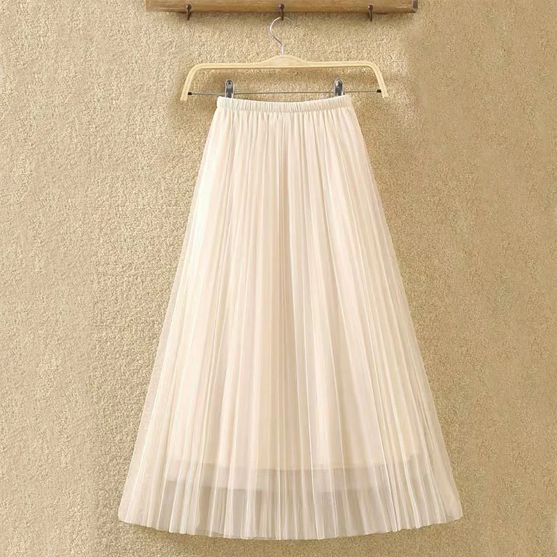 Lucyever Elastic High Waist Women Tulle Skirt Fashion Spring Summer Ladies Mesh Long Skirt Elegant A Line Girls Korean Faldas