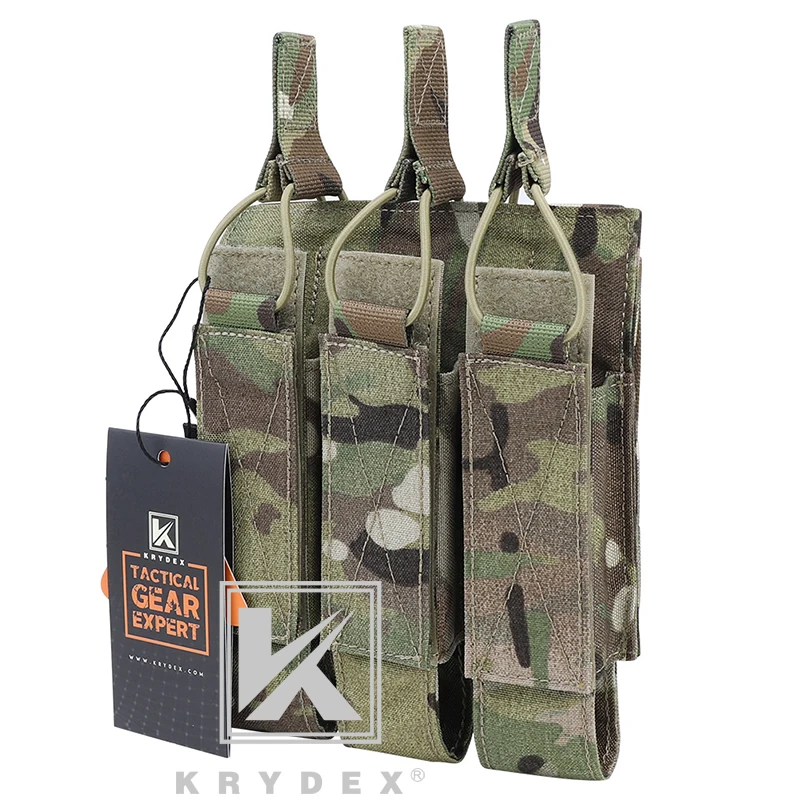 MC KRYDEX модульный тройной подсумок для MP5 MP7 KRISS тактический MOLLE тройной Открытый Топ SMG Mag Перевозчик для страйкбола охота MC - Цвет: MC