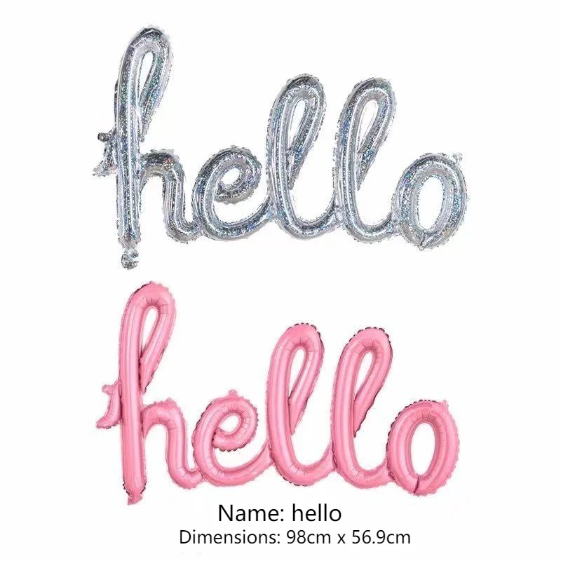 Стиль, цельные, Рукописные, вечерние, с надписью Hello, алюминиевая пленка, воздушный шар, украшения для дня рождения, декоративные