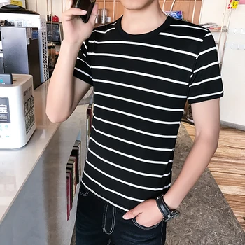 

Striped Sailor Top Tees Comfortable Breathable Light Stripe T Shirt for Men Male Shirt White Black Red Boy Basic Wide Stripped
