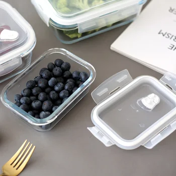 

2pcs Borosilicate Heat resisting Glass Box Lunch Box (Transparent)