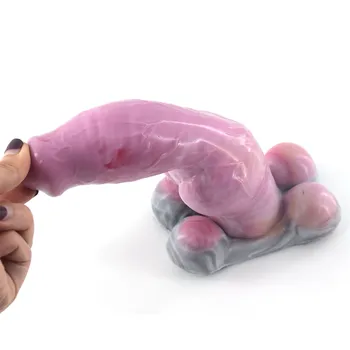 New Gory Raw Meat Color Animal Dog Penis Knot Stuffed Realistic Dildo Sucker Large Anal Plug Sex Toys For Women Masturbator 5