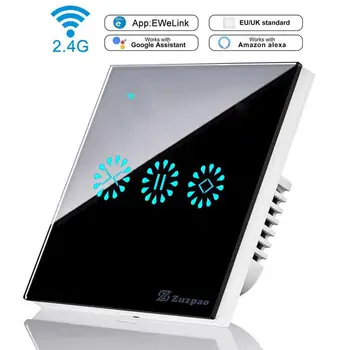 

Smart Curtain Roller Switch Wireless WiFi Electrical Blinds Switch Touch Control Wall Switch with Timer Google Home Support