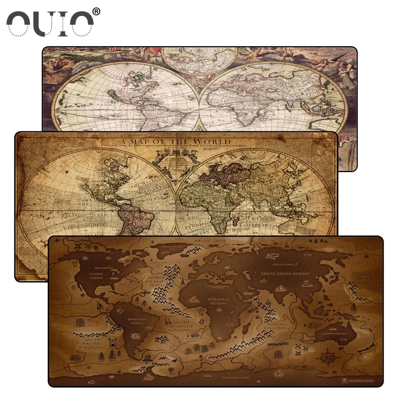 OUIO Старая карта мира 400*900*3 мм XXL большой коврик для мыши геймерский Коврик
