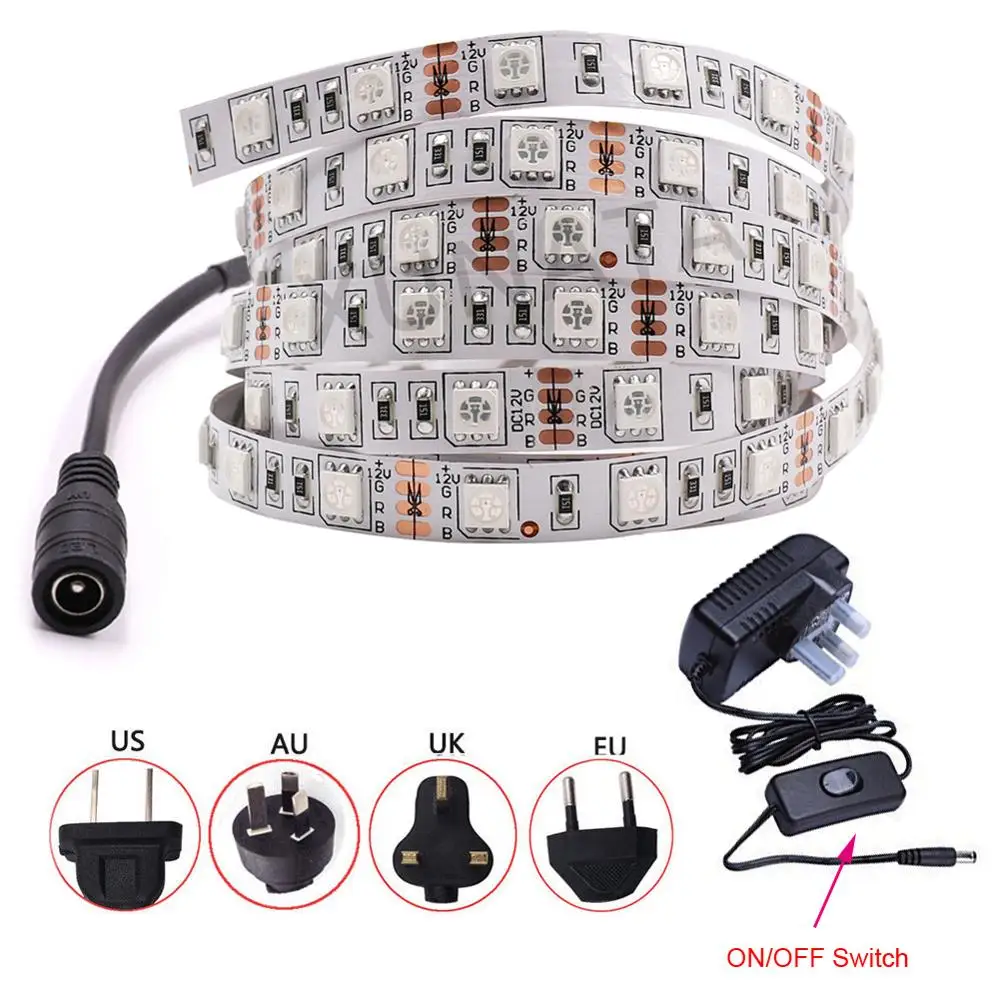 

12V LED Strip Light SMD 5050 Waterproof 300LEDs Flexible Tape Lights 1m 2m 3m 4m 5m Warm White Red Green Blue 12V String Light