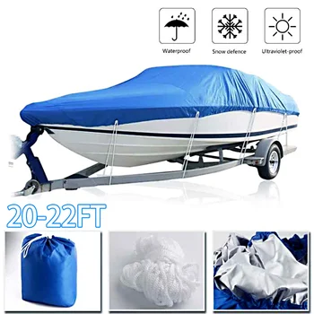 

Hot Heavy Duty 14-16ft / 17-19FT / 20-22FT Beam 90inch Trailerable 210D Marine Grade Boat Cover Waterproof UV Protected Blue
