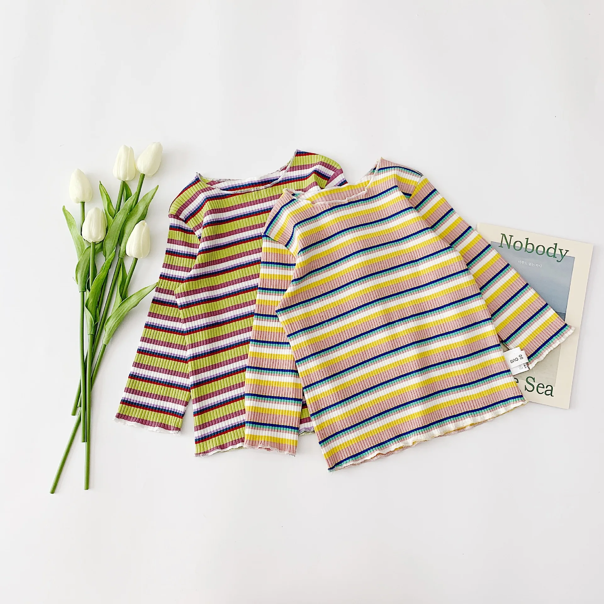 

Spring Autumn baby girls striped base T shirts kids cotton all-match long sleeve Tops clothes