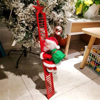 

Christmas Electric Santa Claus Climbing Ladder Doll Music Creative Xmas Decor Kid Toy Gift exquisite facial expression toy