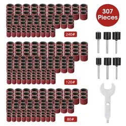 Manchon de ponçage en caoutchouc pour grue électrique, 307 pièces, mandrin à tambour de sable, anneau de papier de verre, fournitures de polisseuse pour outils de meuleuse de grue électrique 