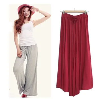 

Women's Pants Casual Elastic Waist Solid Wide Leg Pants Ankle-Length Pants Modal High Quality One Size Large Size
