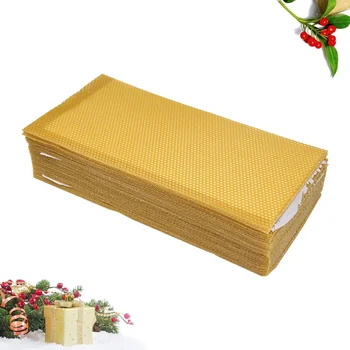 

10PCS Beehive Foundation Sheets Natural Beeswax Sheets Beekeeping Tool (Orange)