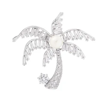 

2020 new personality corsage plant brooch tropical style coconut tree brooch pin suit suit accessories HGW