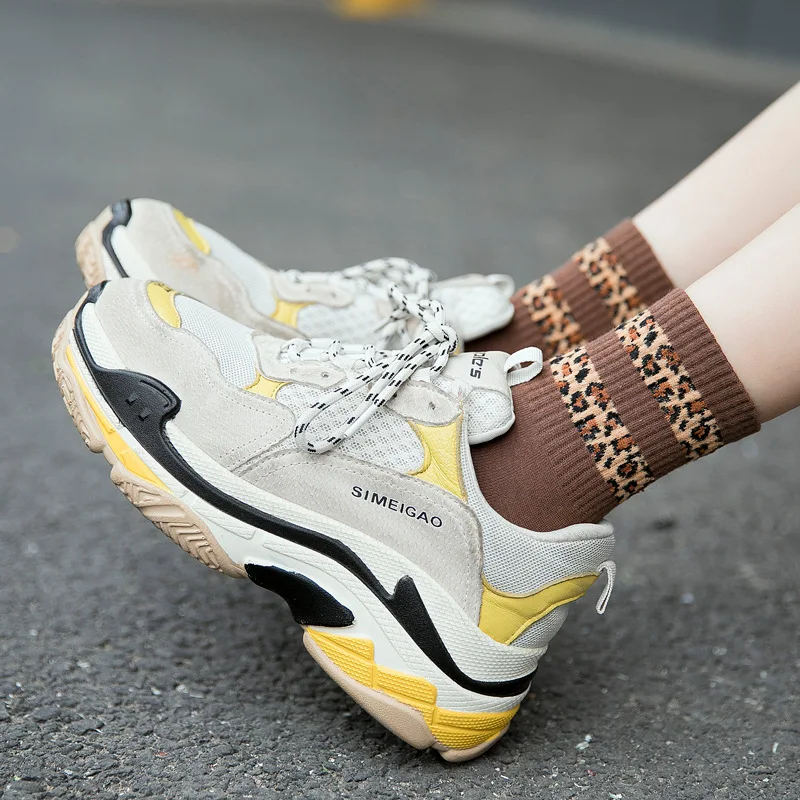 Модные пушистые носки с животным принтом; Милые леопардовые женские носки; уличная одежда; тапочки в стиле стимпанк