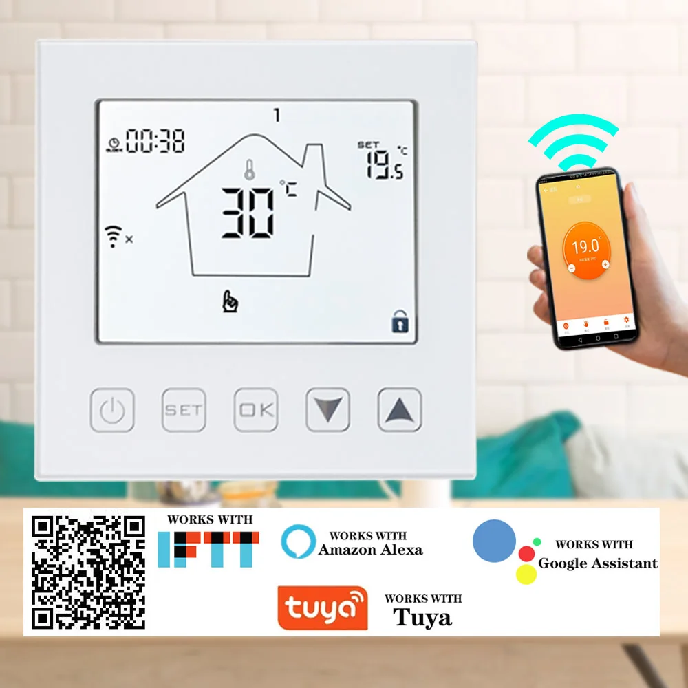 16A Wi-Fi умный термостат регулятор температуры Электрический пол Отопление приложение Управление работает с Amazon Echo Google Home