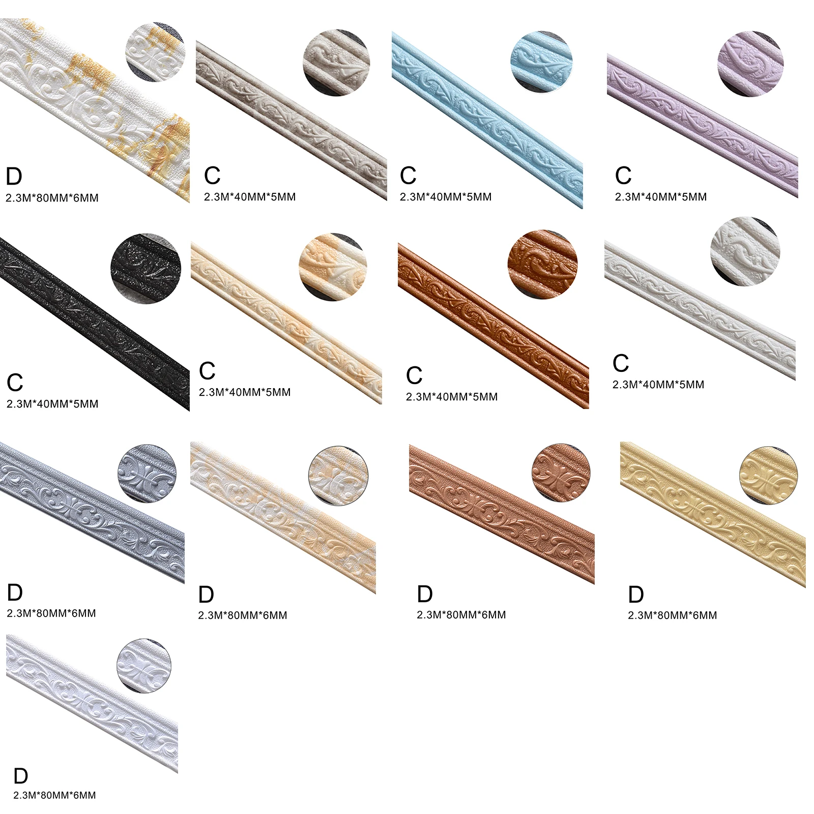 Hot 3D Pattern Sticker Wall Trim Line Skirting Border Decoration Self