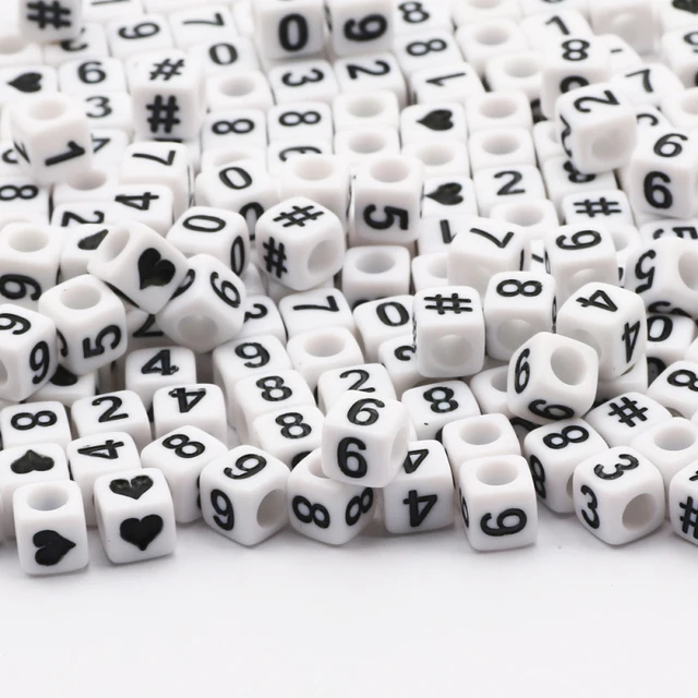 Cuentas Cúbicas De Acrílico Blanco Y Negro - 6mm, Agujero 3.5mm, Pack De 100 Piezas