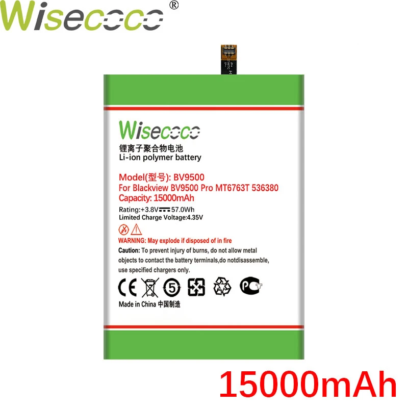 WISECOCO-Batería de 15000mAh para teléfono Blackview BV9500/ BV9500 Pro, batería de alta calidad y número de seguimiento