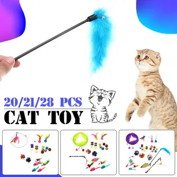 

Cat Toy 28Pcs/Set Pet Kit Collapsible Tunnel Cat toy Fun Bell Feather Mice Shape Pet